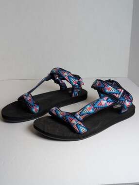Mossimo Supply Co Womens Blue Size 8 Textile Strappy Sport Sandal Aztec Boho